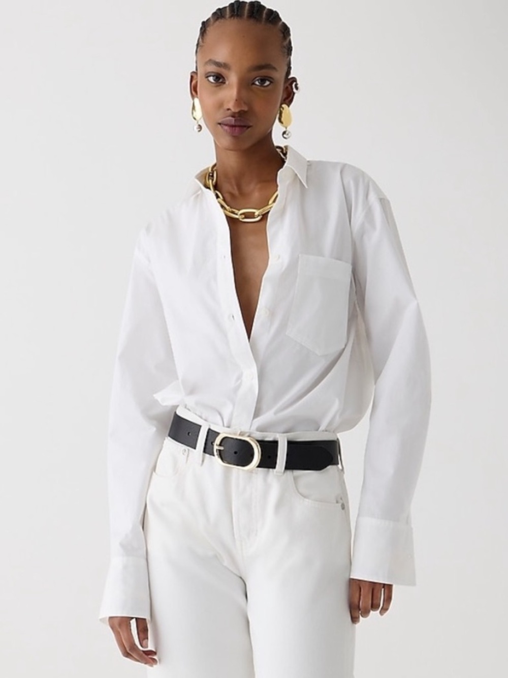 J Crew Garçon Classic Fit Button Up Shirt in Cotton Poplin 00P White $98 BY717
